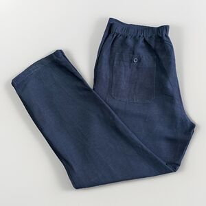 Cubavera Navy Blue Linen Blend Pants Men's Size Large Lightweight Beach Vacation